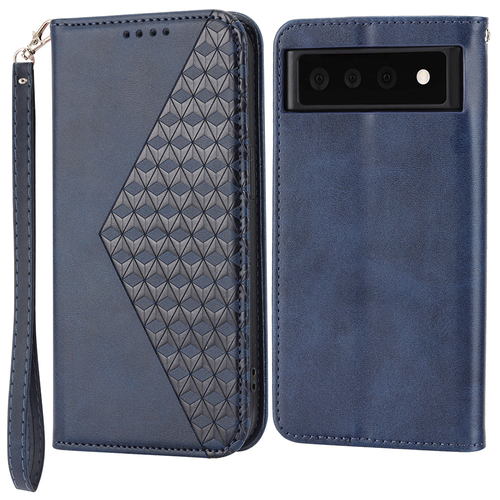 Phone Wallet Case for Google Pixel 7a Imprinted Rhombus Pattern Calf Texture PU Leather Stand Phone Cover Phone Wallet Case for Google Pixel 7a Imprinted Rhombus Pattern Calf Texture PU Leather Stand Phone Cover